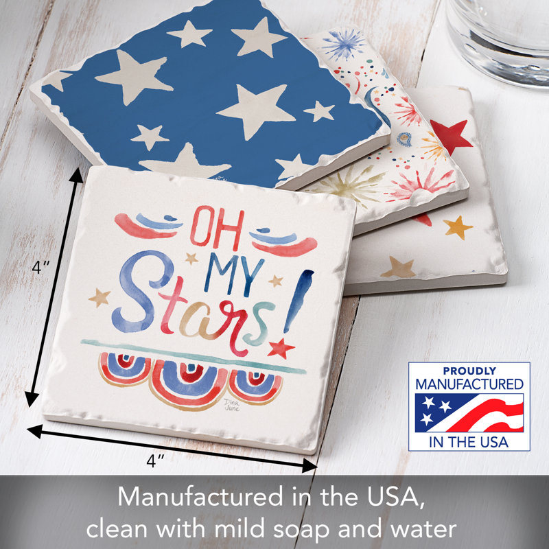 Oh My Stars 4-Pack Assorted Tumbled Tile Stone Coasters