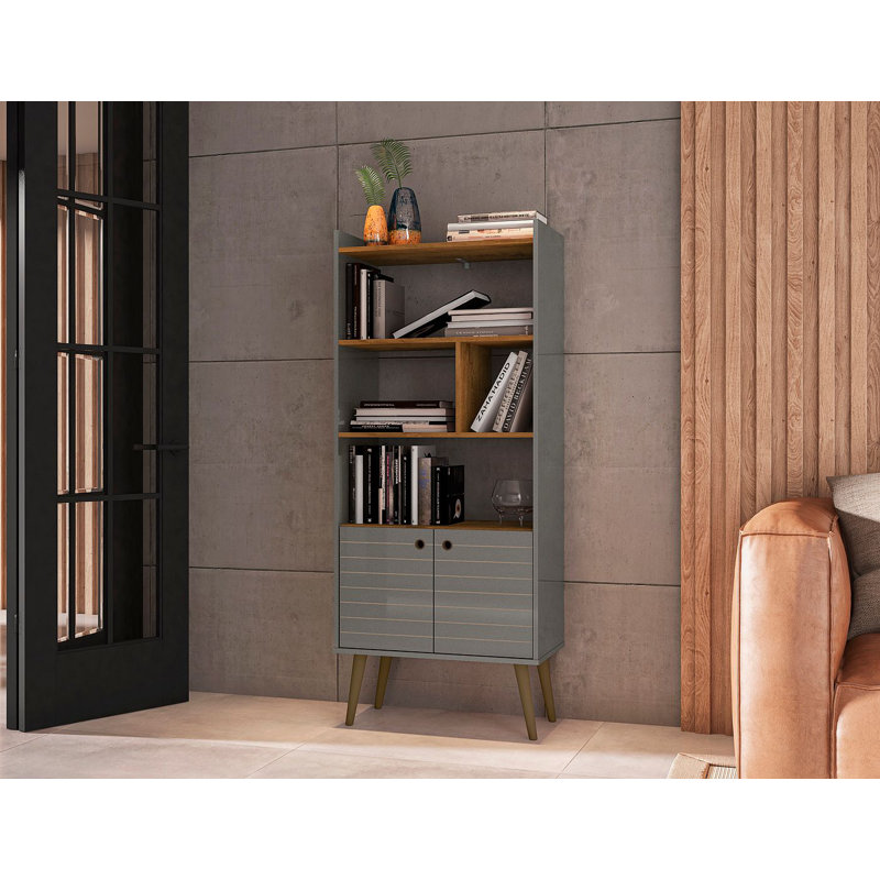 Helaina Geometric Storage Bookcase, Gray
