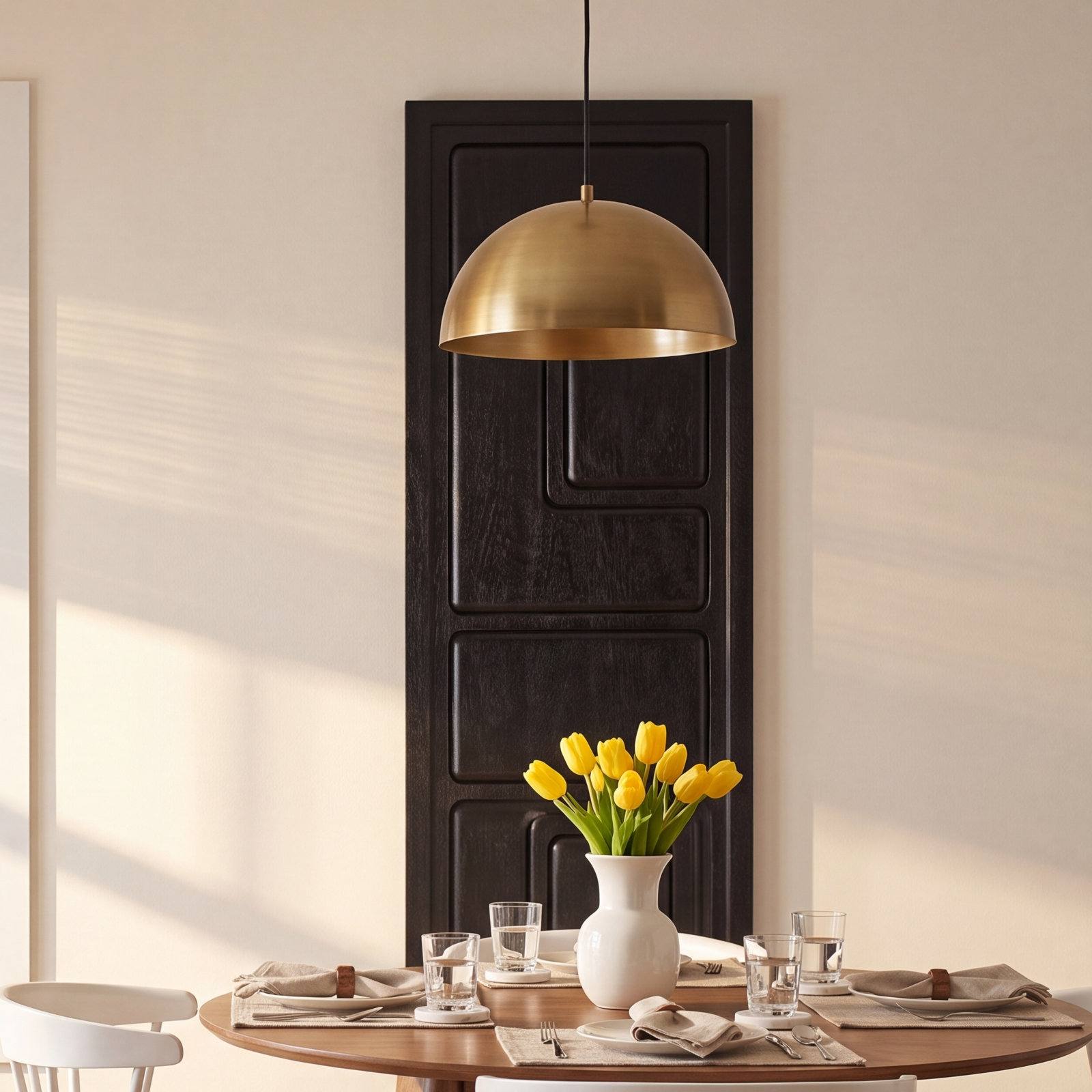 Tala Solid Wood Wall Mounted Sculpture, Black