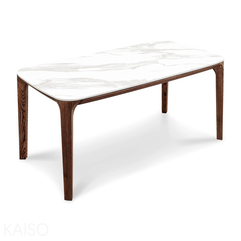 Modern Rectangular Walnut & Ceramic Dining Table / 6.6ft