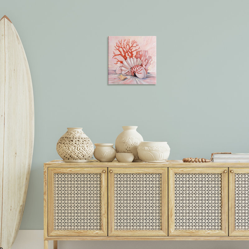 "Pink Coral Still Life", art mural par Paul Brent, H 17 po x l 17 po