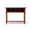 Console haute vintage en bois massif de 112 cm de large avec rangement, couleur noyer, idéale pour une entrée.