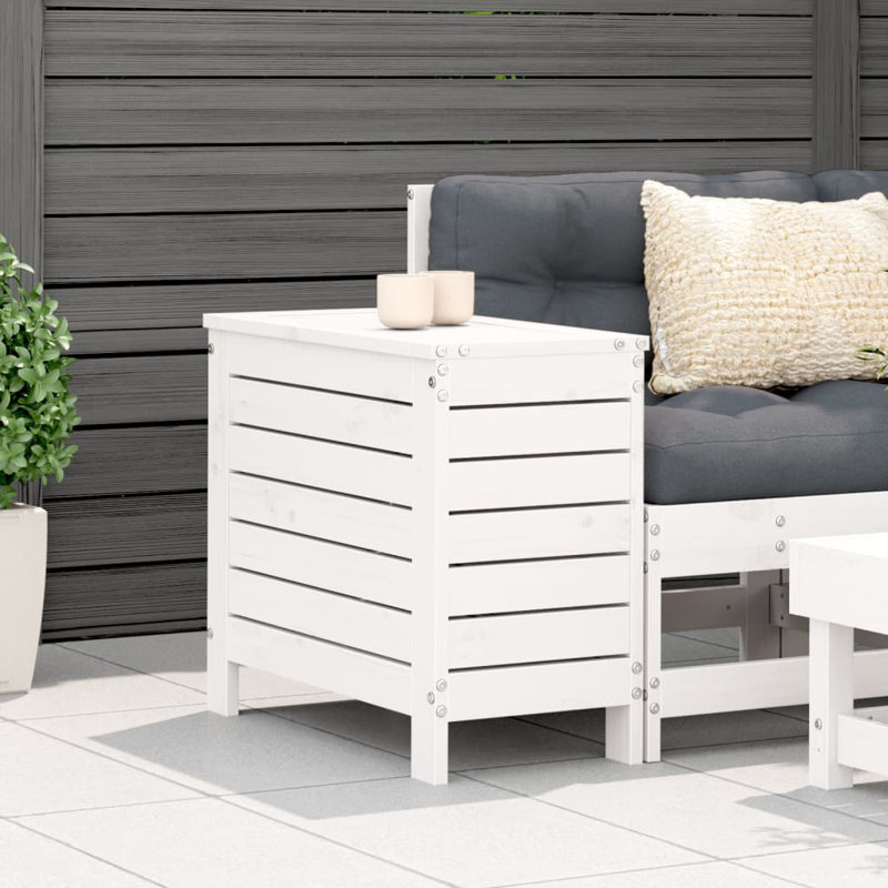 Keyla Rectangular Solid Wood Outdoor Side Table - 31 cm W 62 cm D, White