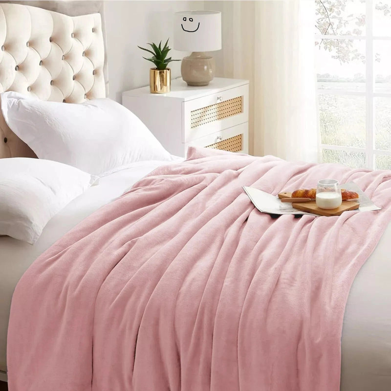 Plain Weave / Muslin Throw Blanket, 150cm W x 200cm L, Pink