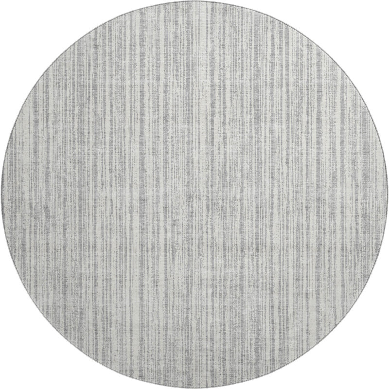 Tapis gris Prisco lavable à la machine de qualité supérieure, Rond 8 pi