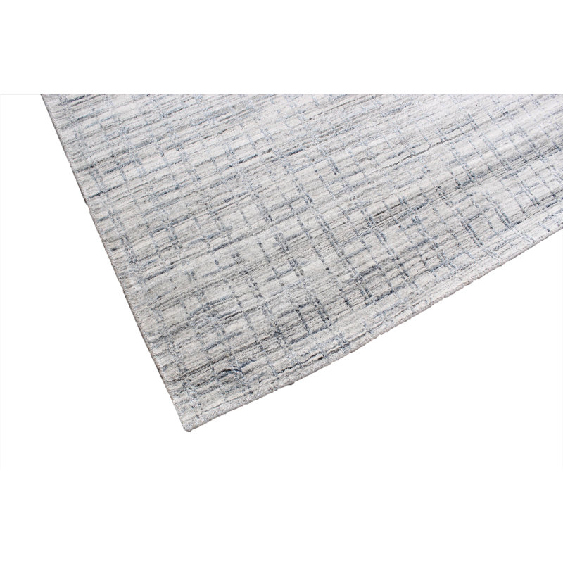 Plaid Area Rug in Blue/Silver, Rectangle 10' x 14'