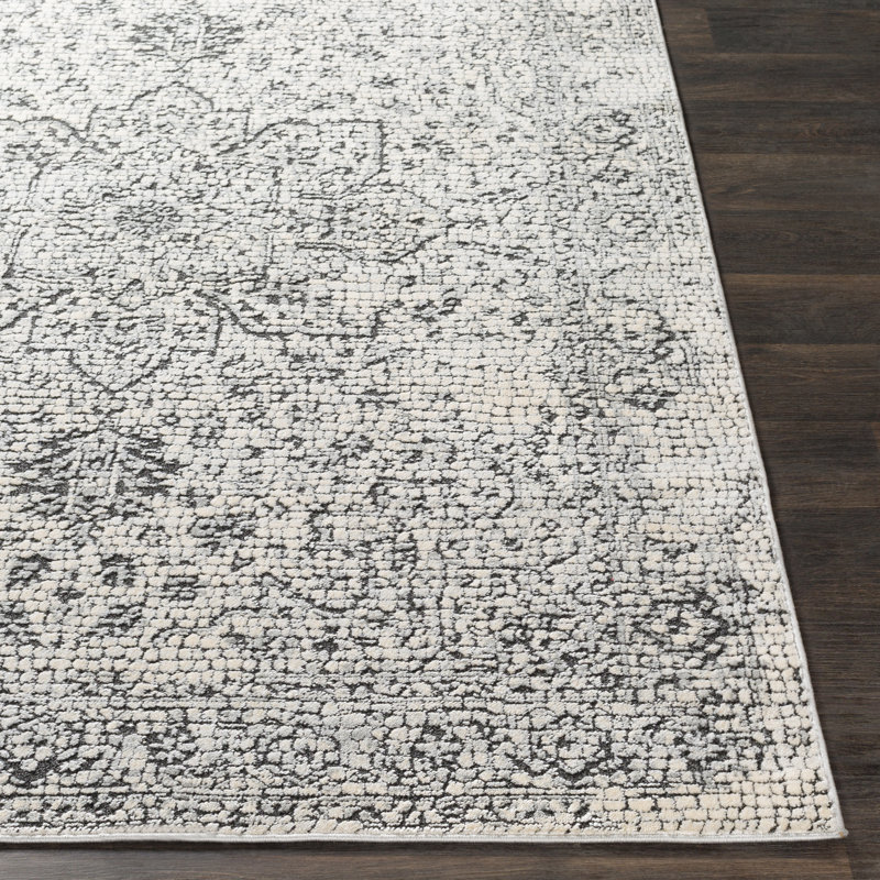 Tapis blanc / gris Imane, Rond 6 pi 7 po