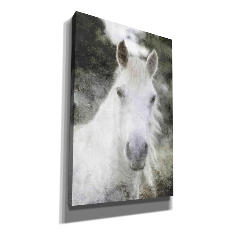 «White Horse Mystique» par Bluebird Barn - peinture sur toile tendue, H 40 po x l 40 po x P 1,25 po