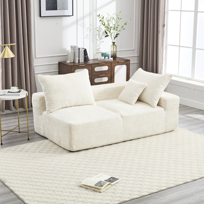Fauteuil paresseux en tissu chenille - option de sièges flexibles Lit confortable et polyvalent, Beige