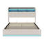 White Velvet Ottoman Bed with LED & Charging Headboard, 2-Tier Storage Shelf, 90/140/160x200cm-73735360