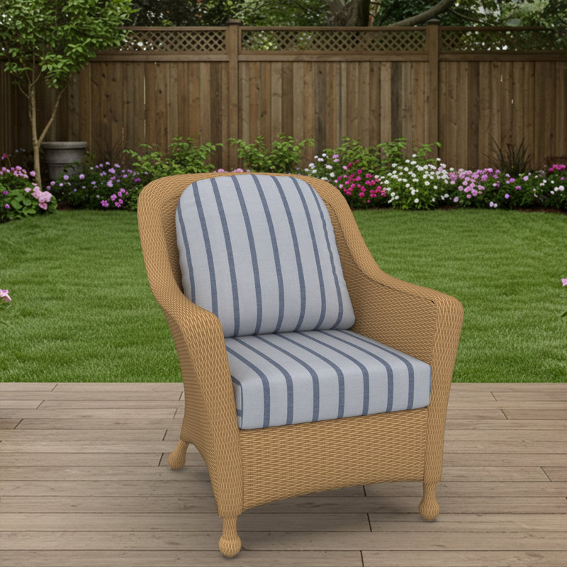 Amala Sunbrella® Outdoor Lounge Chair Seat/Back Cushion, Sunbrella Unwind Sky
