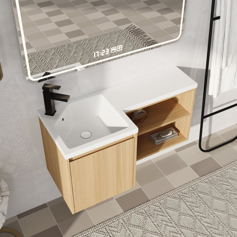 Meuble-lavabo mural 36 po avec lavabo en résine, Left
