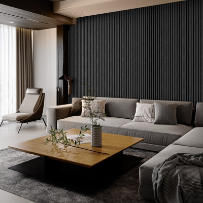4pcs x 23.6" x 94.5"  3d Acoustic/ Soundproof Wood Slat Wall Paneling (4 Pack/ 63 sq.ft.))