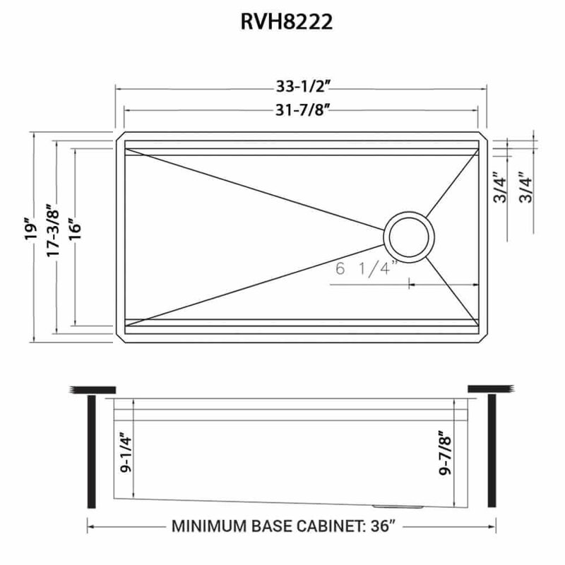 33" L x 18" W Undermount Kitchen Sink with Basket Strainer