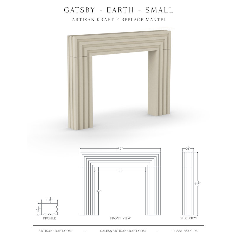 Encadrement de cheminée en pierre Gatsby, Terre, 57"