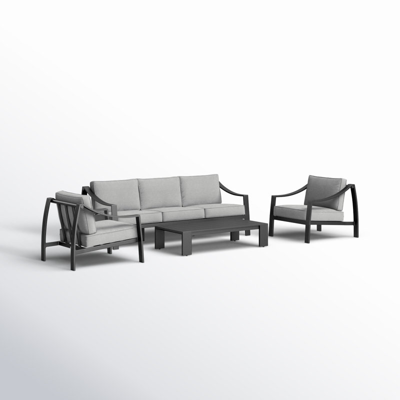 Harma 5 - Person Patio Conversation Set with Cushions, Black