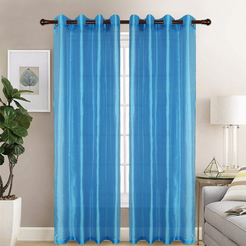 Diredra Polyester Semi-Sheer Curtains, Royal blue
