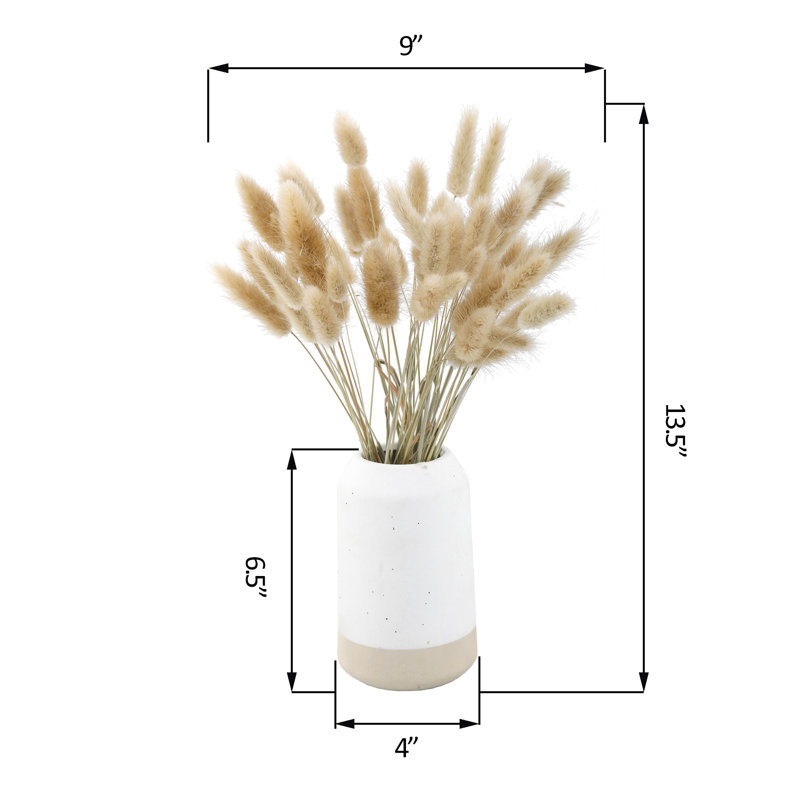 14 "H Bunny Tails dans un vase en céramique H 6,25" 3 x 3 x 6,25