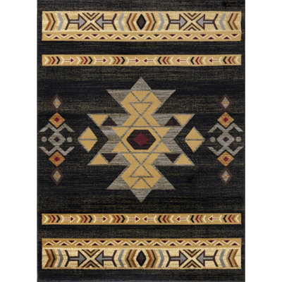 Tribes GC_YLS4004 Black 5 ft. 3 in. x 7 ft. 3 in. Southwest Area Rug