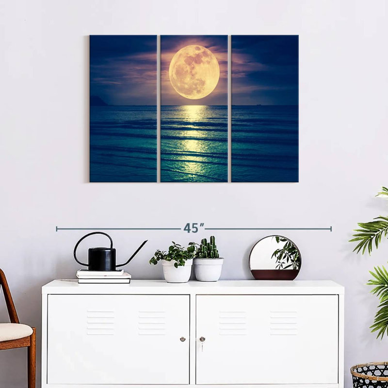 «Lune jaune» 3 pièces, H 24 po x l 38 po x P 1,25 po
