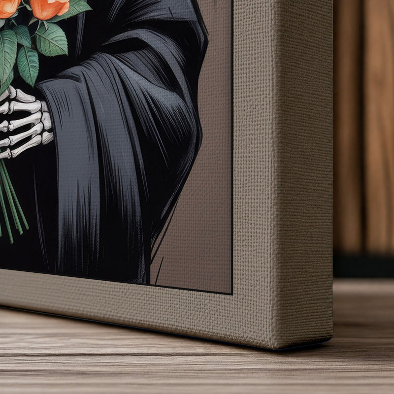 Death's Roses Dark - Wrapped Canvas, 36x24 - 91.4 x 61.0 cm, Taupe Border