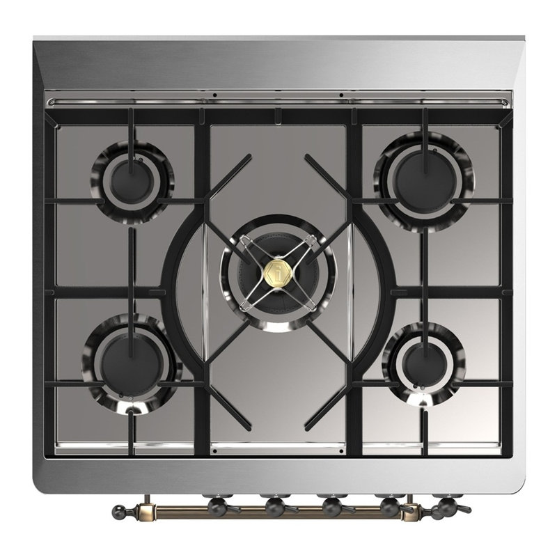 Majestic III Series 30 Inch Dual Fuel Range with 5 Sealed Burners in Emerald Green (Natural Gas, Burnished Trim), Blue Gray