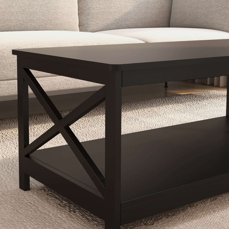 Table basse avec plateau en bois, tablette de plancher
