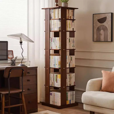 Walnut Modern Solid Wood Rotating Bookshelf