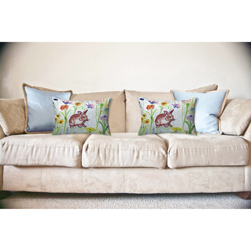  Coussin lombaire intérieur / extérieur Whiskers Bunny, 16 po x 20 po