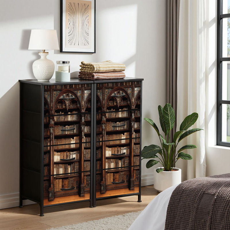 4 Drawer Dresser for Bedroom, Narrow Chest of Drawers, Wooden Top and Study Iron Frame 18"x37.5"-(WxH)