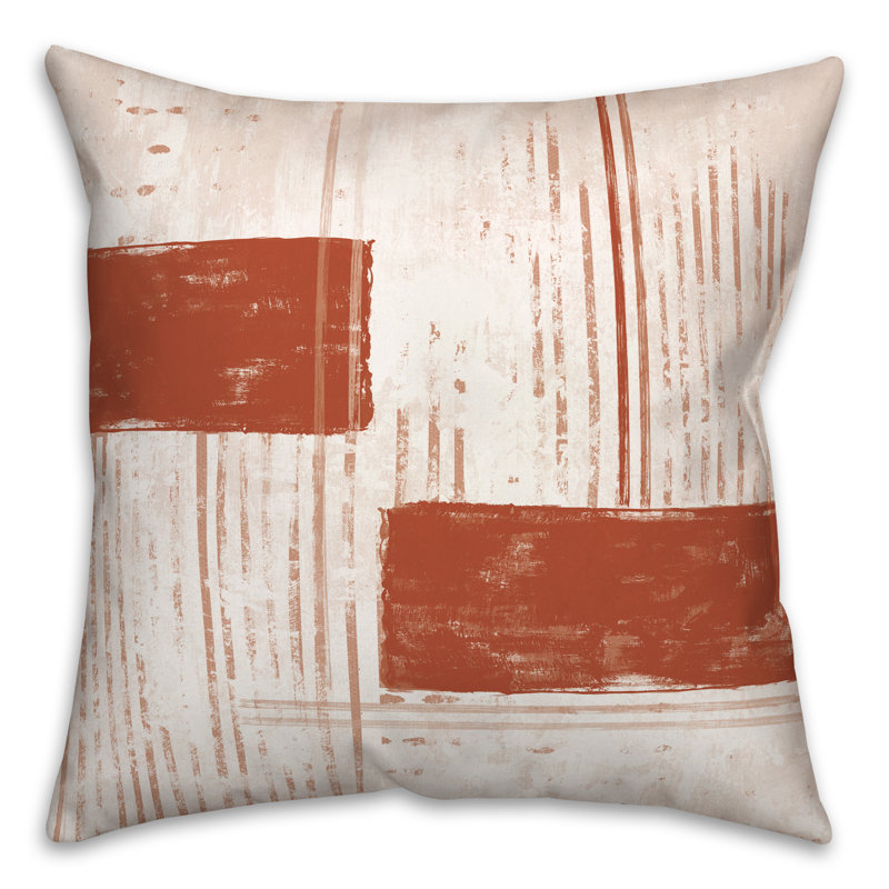Geometric Outdoor Reversible Throw Pillow, Orange/Red
