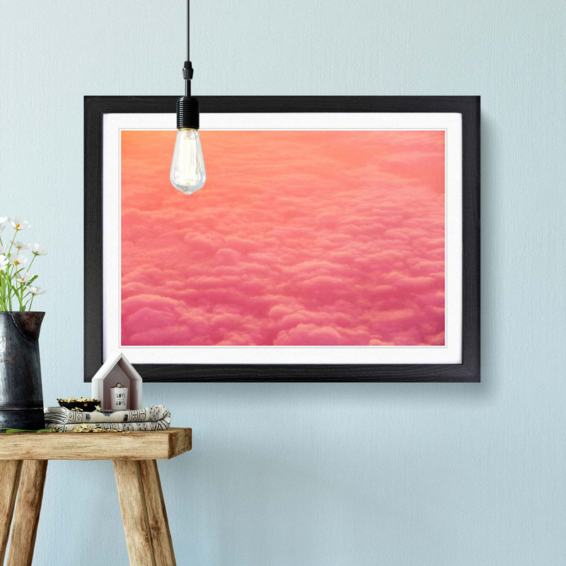 Pink Clouds - Picture Frame Graphic Art Print, 27cm H x 36cm W x 2cm D, Black Framed