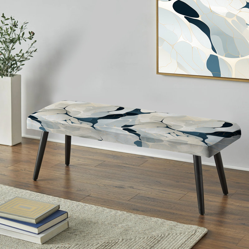 Whispering Abstraction - Abstract Upholstered Black Bench