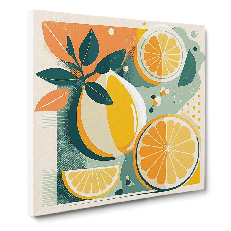 Lemon Fruit Mid-Century - Wrapped Canvas, 35cm H x 35cm W x 3cm D
