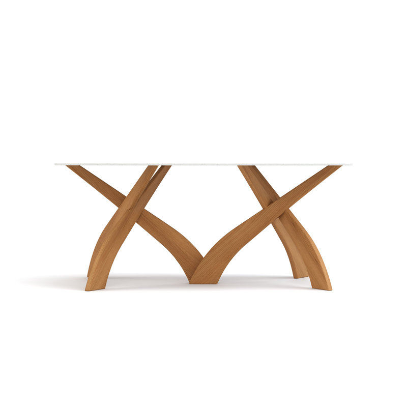 Entwine - Rectangular 48IN x 84IN Macchia Vecchia Stone Top Table - Natural Walnut Finish, 30"H x 72"L x 42"W