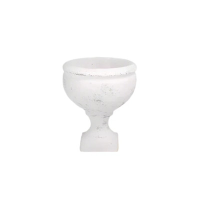 Cement Small Urn Washed Finish White