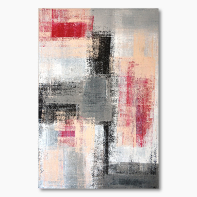 Abstrait, reproduction d'art sur toile rouge et rouge