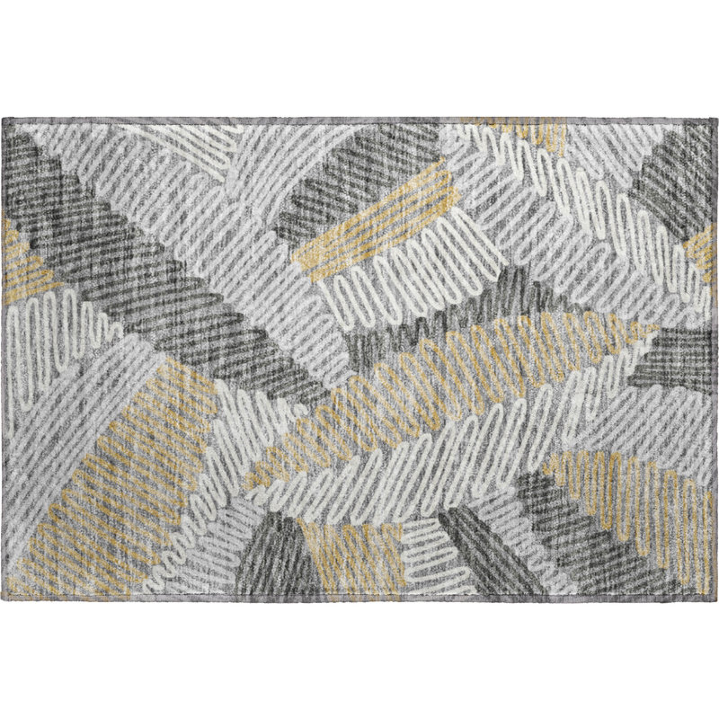 Premium Machine Washable Prisco Gray Rug, Rectangle 1'8" x 2'6"