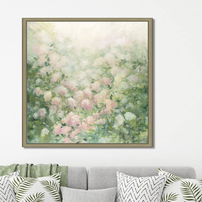 «Dreamy», reproduction de peinture acrylique sur toile, H 27,5 po x l 27,5 po x P 2 po, Cadre flottant champagne