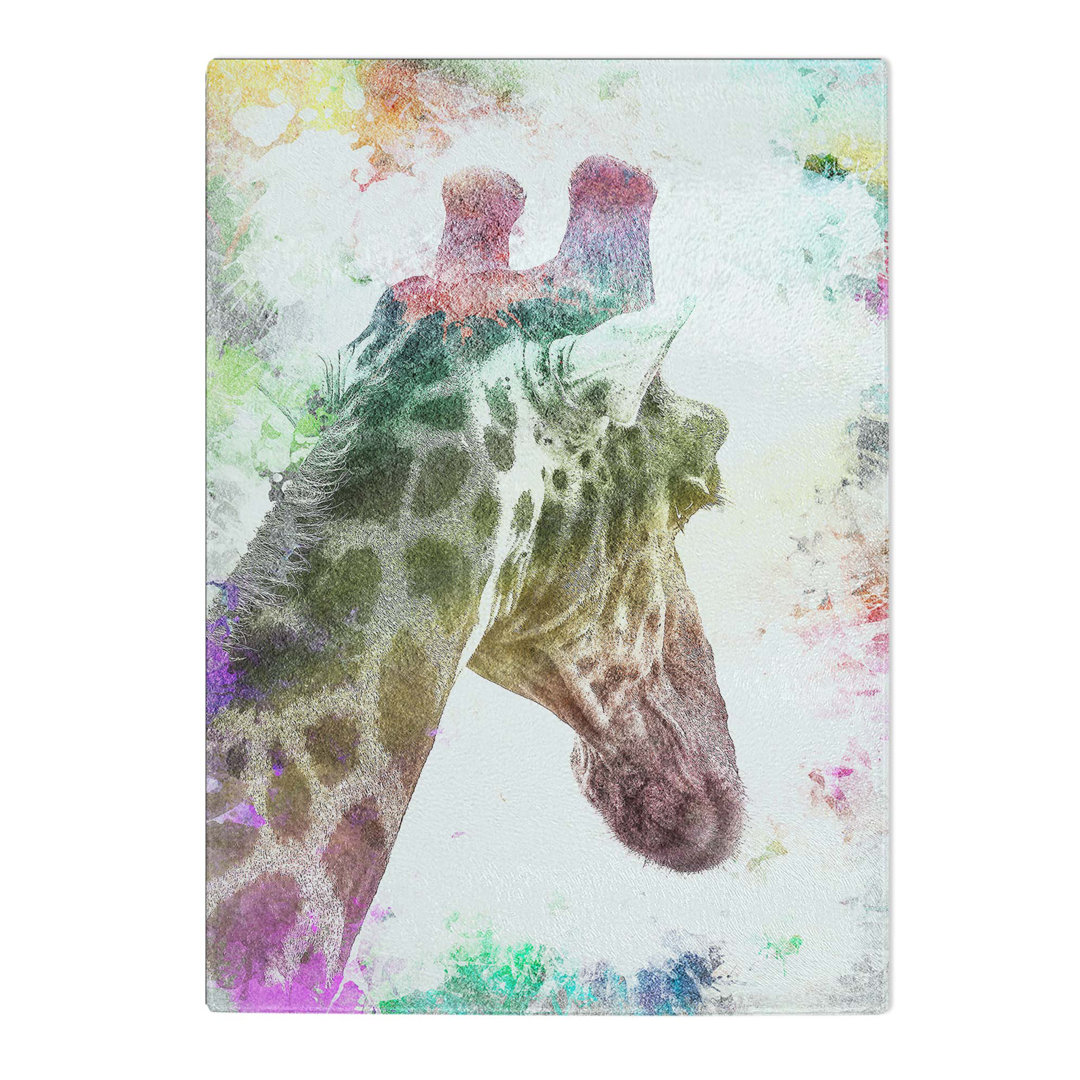 Glass Giraffe Facing The Rainbow in Abstract Chopping Board