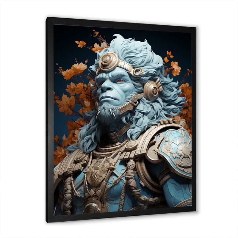 «Hindu Heroic Indian God», reproduction sur toile encadrée, Cadre simple noir, H 32 po x l 16 po x P 1 po