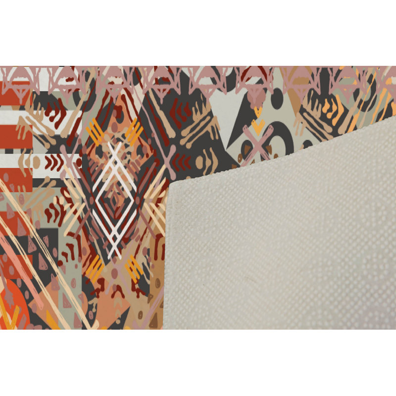 Tapis luxueux 100% polyester 5,2 x 7,5 pi, hauteur des poils de 0,4 po | Antibactérien, points antidérapants en PVC, lavable à la machine | Élégante impression numérique en 3D, parfaite pour le décor du salon et de la chambre à coucher