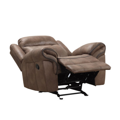 Fauteuil inclinable transitionnel en cuir avec accoudoirs coussinés et passepoil contrastant