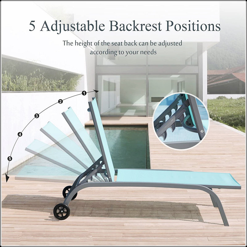 Chaise Lounge Outdoor With 5 Adjustable Positions For Ultimate Comfort And Relaxation, Perfect For Patio Or Poolside Use