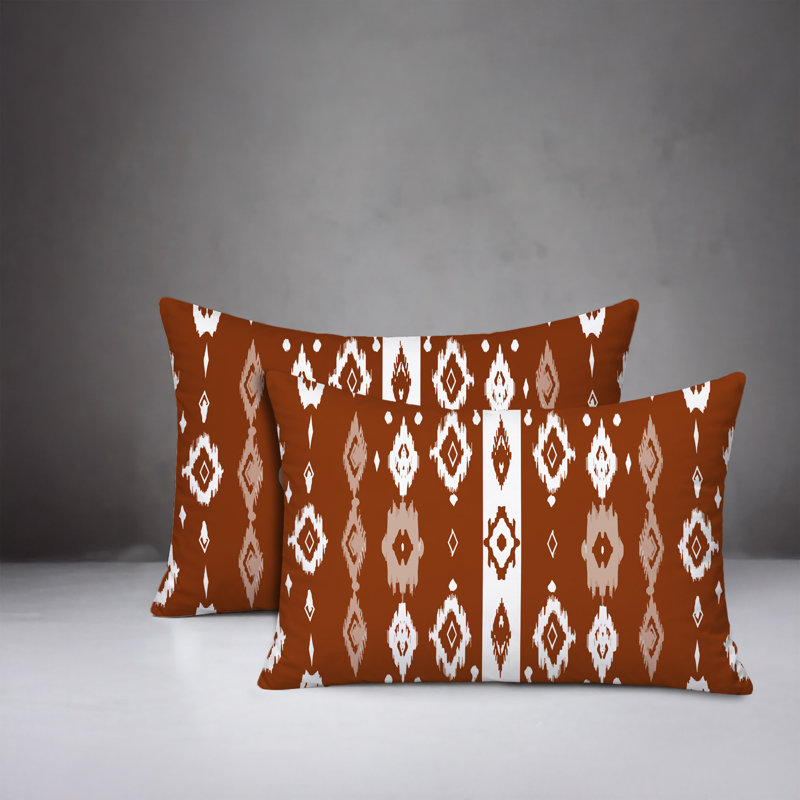 Oreiller réversible intérieur / extérieur Nita, 25 x 18, Orange brûlé