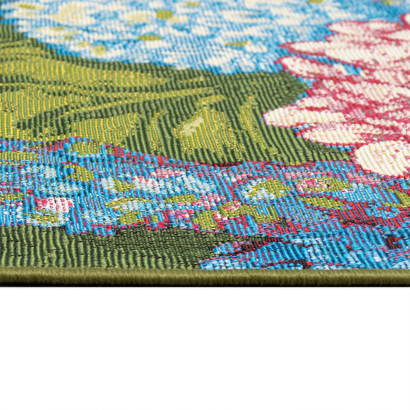 Shelton Hydrangeas Indoor/Outdoor Mat, Rectangle 2'4" x 3'11"