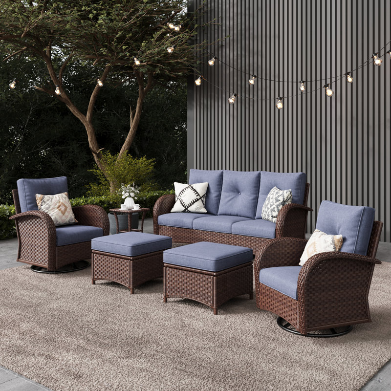 Ensemble de 6 chaises d'extérieur Layinsun, Marine, Brun