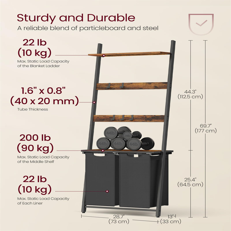 Metal Laundry Basket, Rustic Brown/Black