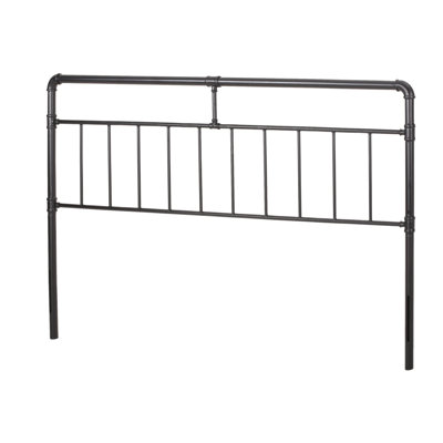 Industrial Style King Size Headboard With Iron Construction, Piped , Flat Black Finish, 78.79 In Depth Bed Headboard, Tube Frame, Details, 1.99 Width by Trent Austin Design