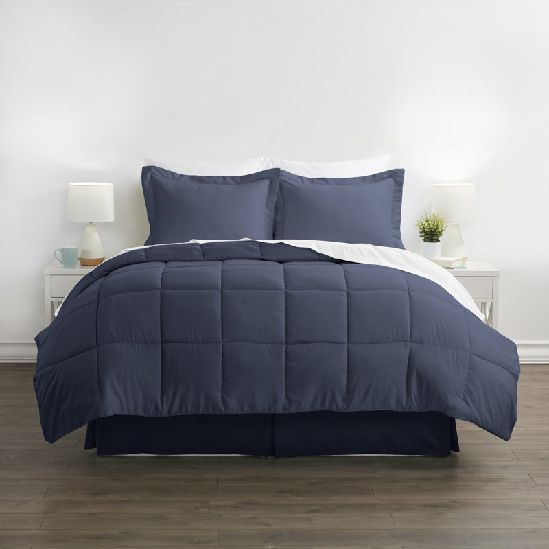 Simply Soft 8 Piece Microfiber Complete Bedding Set, California King + 7 Pieces Included, Navy
